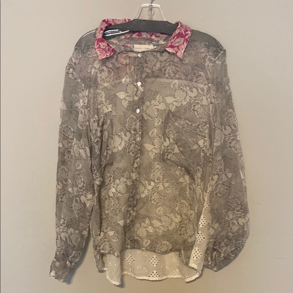 4 Love and Liberty 100% Silk Embroidered Top